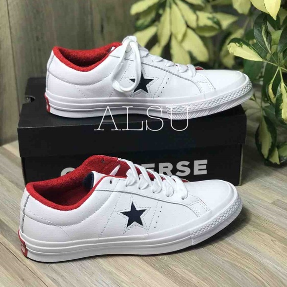 Converse One star Leather White Athletic Navy Men - Picture 3 of 7